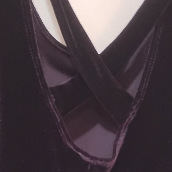 Vintage-Style Velvet Column Dress | Blackberry Purple | Strappy Back | Size 10 - Picture 8 of 8